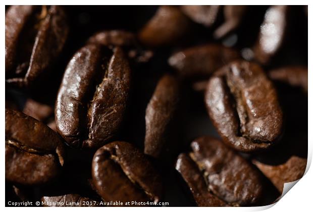 Black coffee grains Print by Massimo Lama