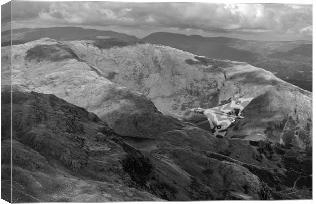 Vulcan low-level in the Lakes B&W version Canvas Print by Gary Eason