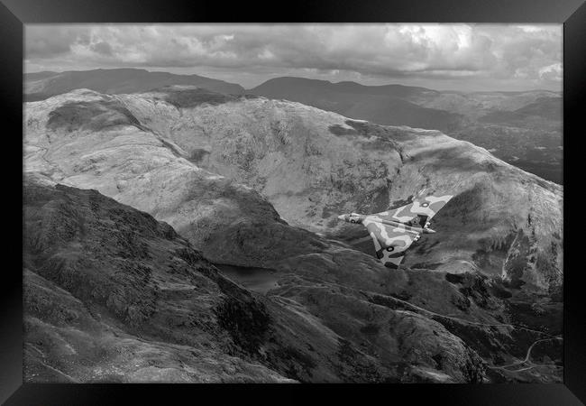 Vulcan low-level in the Lakes B&W version Framed Print by Gary Eason