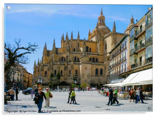 View Cathedral of Segovia Acrylic by Igor Krylov