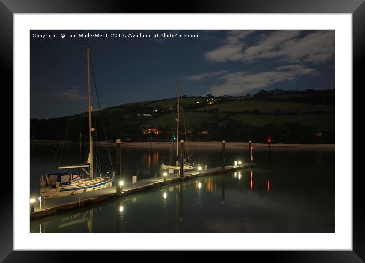 Salcombe Harbour; Normandy Pontoon at Night Framed Mounted Print by Tom Wade-West