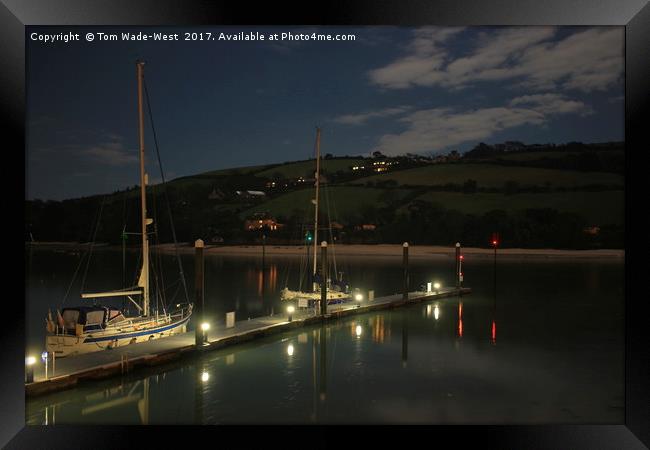 Salcombe Harbour; Normandy Pontoon at Night Framed Print by Tom Wade-West