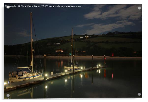 Salcombe Harbour; Normandy Pontoon at Night Acrylic by Tom Wade-West