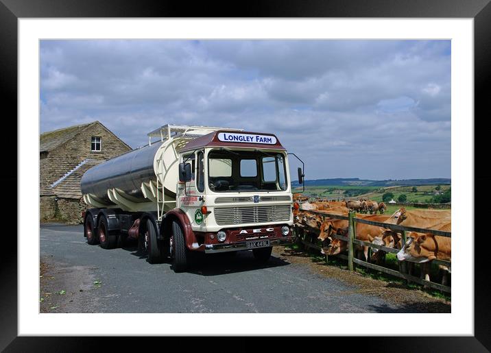 Longley Farm AEC Milk tanker Framed Mounted Print by Alan Barnes