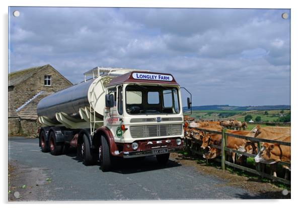 Longley Farm AEC Milk tanker Acrylic by Alan Barnes