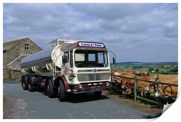 Longley Farm AEC Milk tanker Print by Alan Barnes