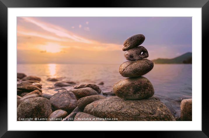 Thailand Rocky Sea Side Sunset Framed Mounted Print by Laimis rudzianskas