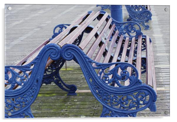 Swanage Pier Benches Acrylic by Joy Walker