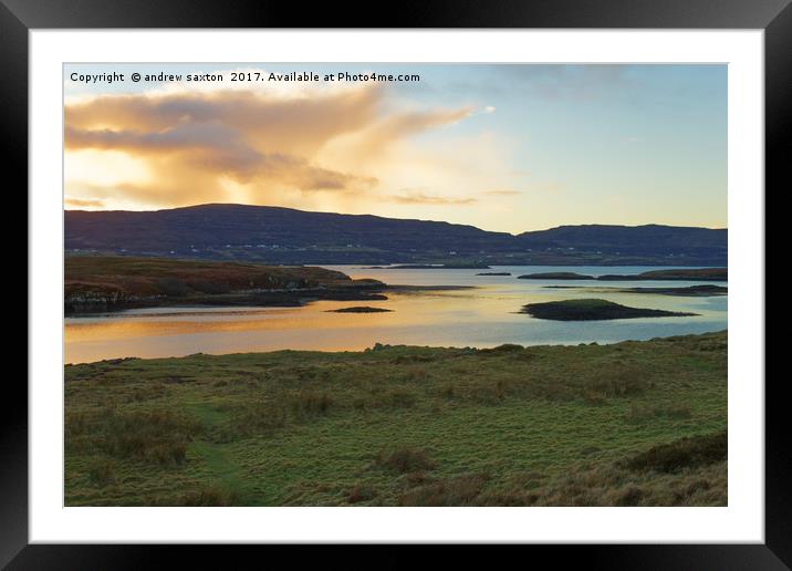 SUNSETTING DUNVEGAN Framed Mounted Print by andrew saxton