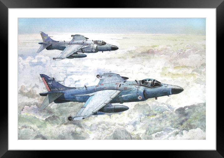 British Aerospace Sea Harriers Framed Mounted Print by John Lowerson