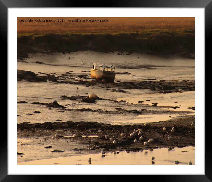 PENCLAWDD - WAITING FOR THE TIDE Framed Mounted Print by Jane Emery