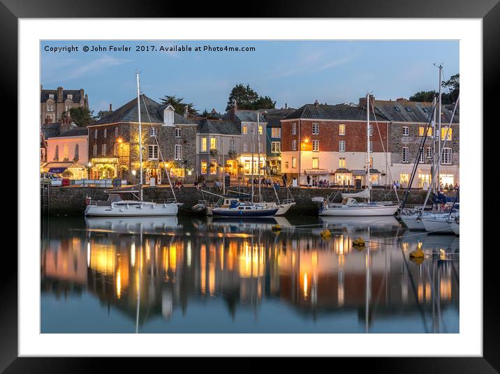 Padstow at Dusk Framed Mounted Print by John Fowler