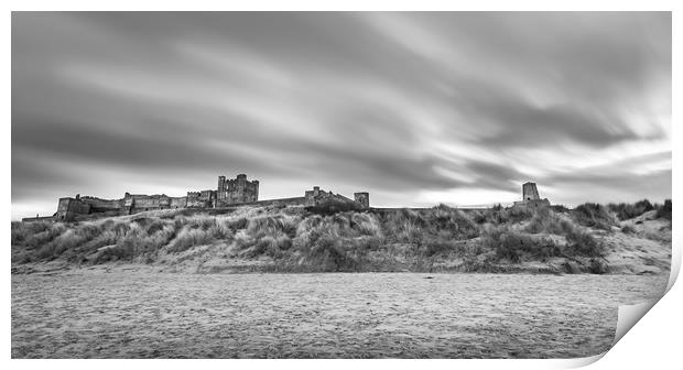 The Magnificent Bamburgh Castle in Mono Print by Naylor's Photography
