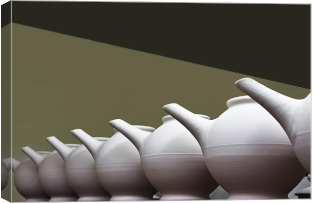Teapots In a Row Canvas Print by Jacqi Elmslie