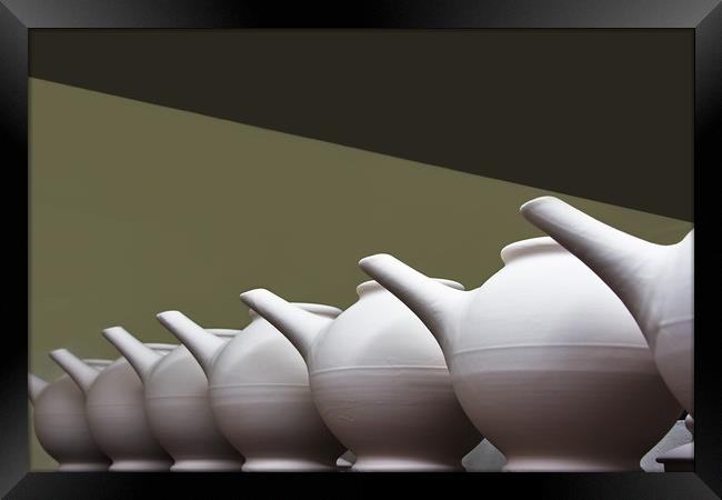 Teapots In a Row Framed Print by Jacqi Elmslie