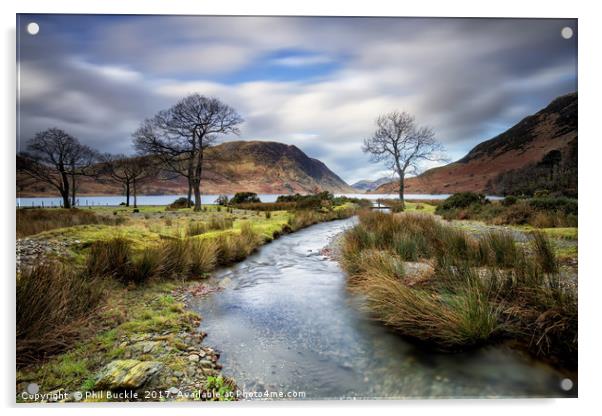 Mill Beck Crummock Water Acrylic by Phil Buckle