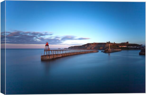 Whitby Pier Canvas Print by John Hall
