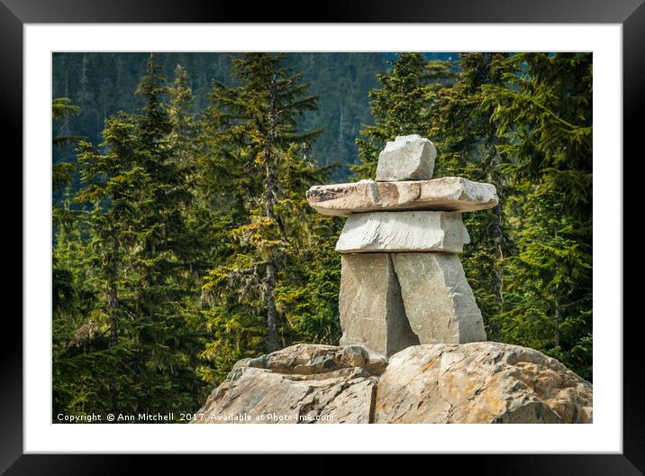 Inuksuk or Canadian Stone Man Framed Mounted Print by Ann Mitchell