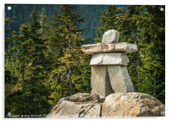 Inuksuk or Canadian Stone Man Acrylic by Ann Mitchell