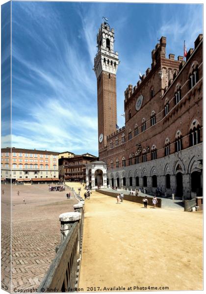 Tower of Mangia (Torre del Mangia) Siena, Tuscany Canvas Print by Andy Anderson