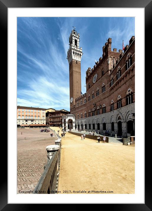 Tower of Mangia (Torre del Mangia) Siena, Tuscany Framed Mounted Print by Andy Anderson