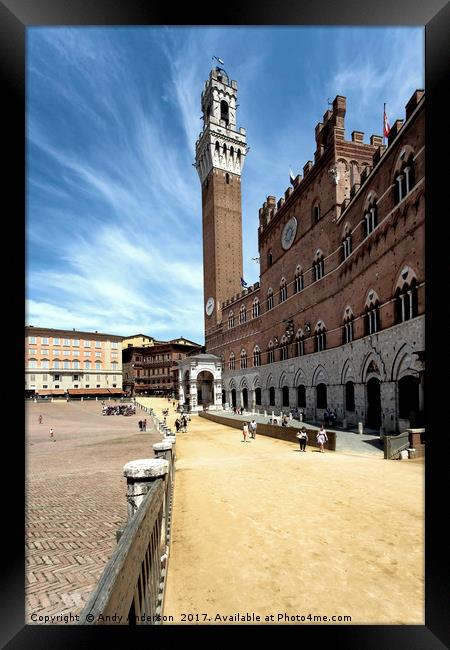 Tower of Mangia (Torre del Mangia) Siena, Tuscany Framed Print by Andy Anderson