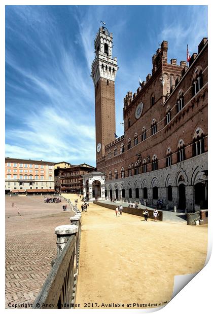 Tower of Mangia (Torre del Mangia) Siena, Tuscany Print by Andy Anderson
