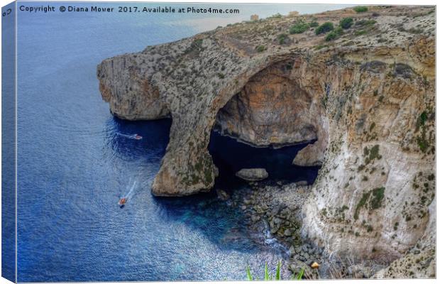 The Blue Grotto Malta  Canvas Print by Diana Mower