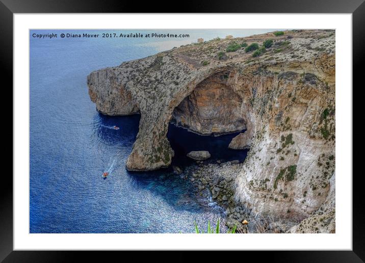 The Blue Grotto Malta  Framed Mounted Print by Diana Mower