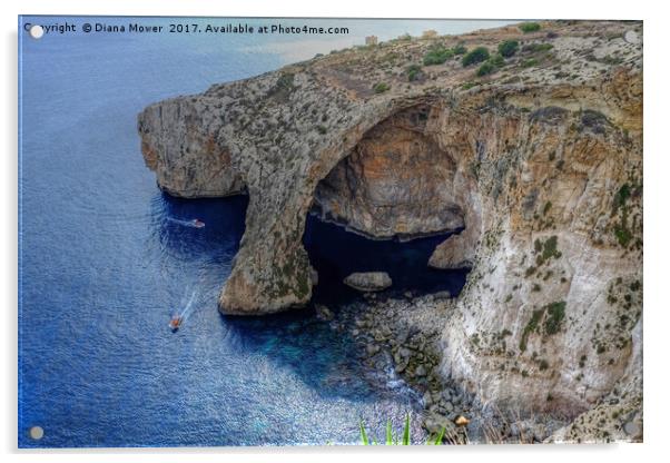 The Blue Grotto Malta  Acrylic by Diana Mower