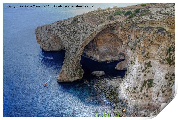 The Blue Grotto Malta  Print by Diana Mower
