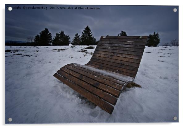 Lonley Bench At Snowy Kahler Asten Acrylic by rawshutterbug 