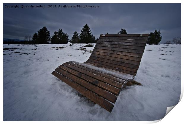 Lonley Bench At Snowy Kahler Asten Print by rawshutterbug 