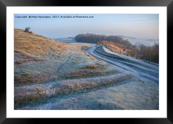 The path from Mount Caburn in Sussex Framed Mounted Print by Pete Hemington
