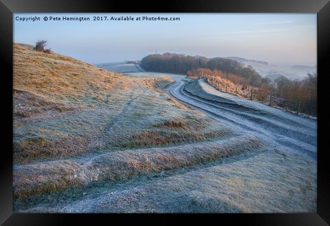 The path from Mount Caburn in Sussex Framed Print by Pete Hemington