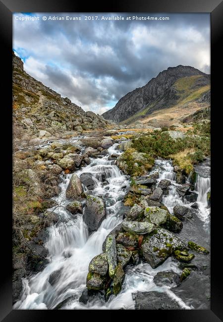 Tryfan and Ogwen River Framed Print by Adrian Evans