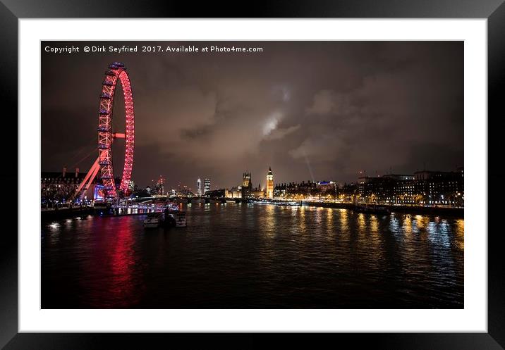 London Skyline at Night Framed Mounted Print by Dirk Seyfried