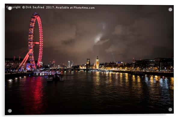 London Skyline at Night Acrylic by Dirk Seyfried