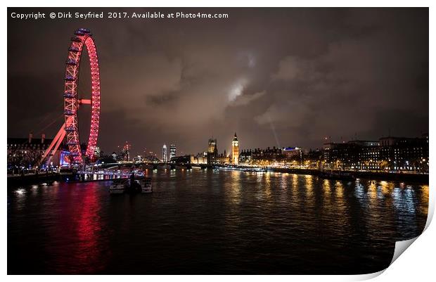 London Skyline at Night Print by Dirk Seyfried