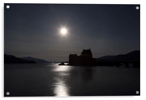 Eilean Donan Castle by Moonlight Acrylic by Derek Beattie