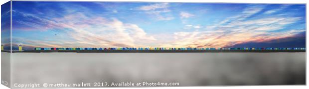 Brightlingsea Beach Huts Standing In A Row Canvas Print by matthew  mallett