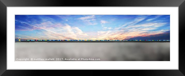 Brightlingsea Beach Huts Standing In A Row Framed Mounted Print by matthew  mallett