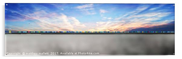 Brightlingsea Beach Huts Standing In A Row Acrylic by matthew  mallett