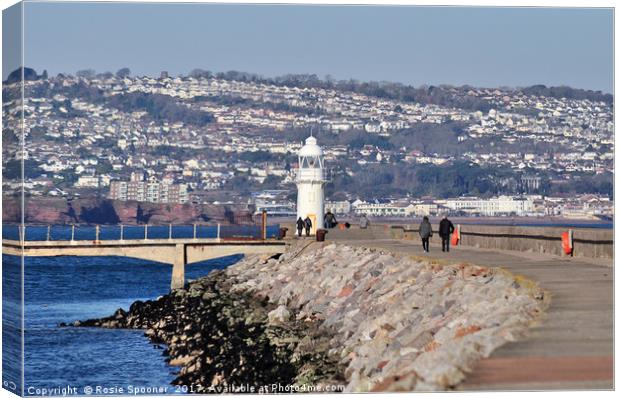 Brixham Lighthouse and Breakwater Canvas Print by Rosie Spooner