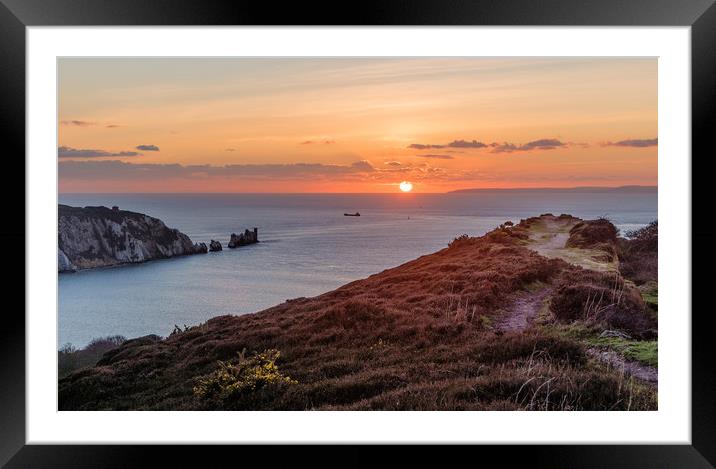 Alum Bay Sunset Framed Mounted Print by Alf Damp