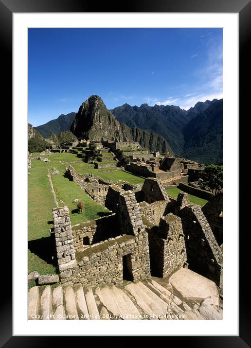 Inca Houses and Main Square in Machu Picchu Peru Framed Mounted Print by James Brunker