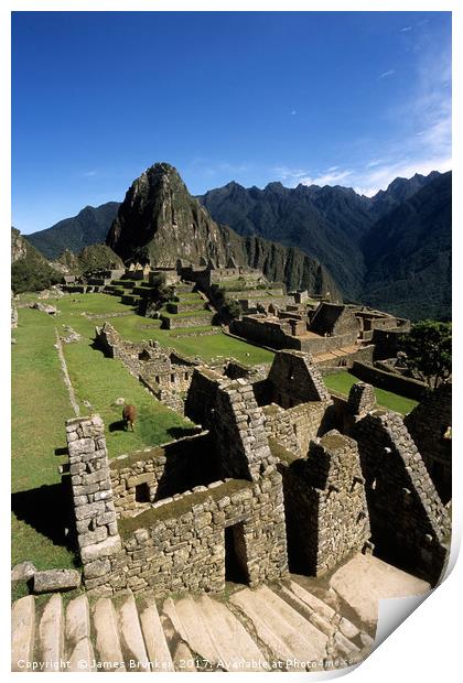 Inca Houses and Main Square in Machu Picchu Peru Print by James Brunker
