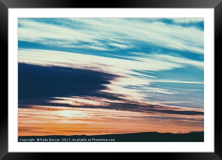 Beautiful Sunset Cloudy Sky Over Mountains Framed Mounted Print by Radu Bercan
