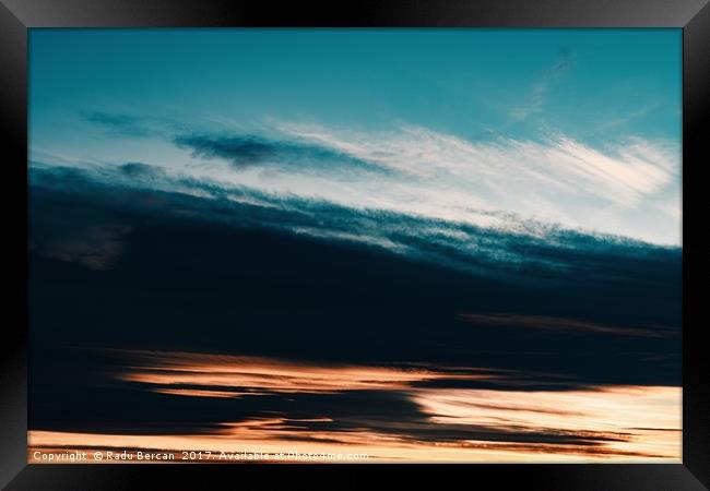 Beautiful Orange And Blue Summer Sunset Sky Framed Print by Radu Bercan