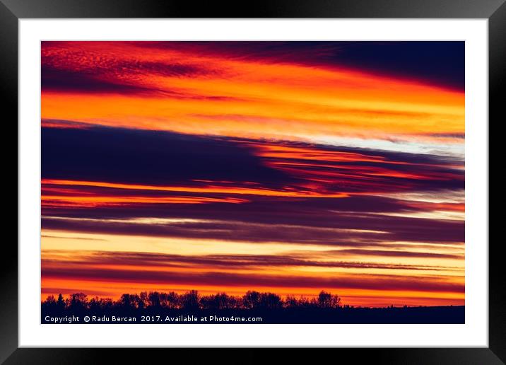 Beautiful Red And Orange Summer Sunset Sky Framed Mounted Print by Radu Bercan